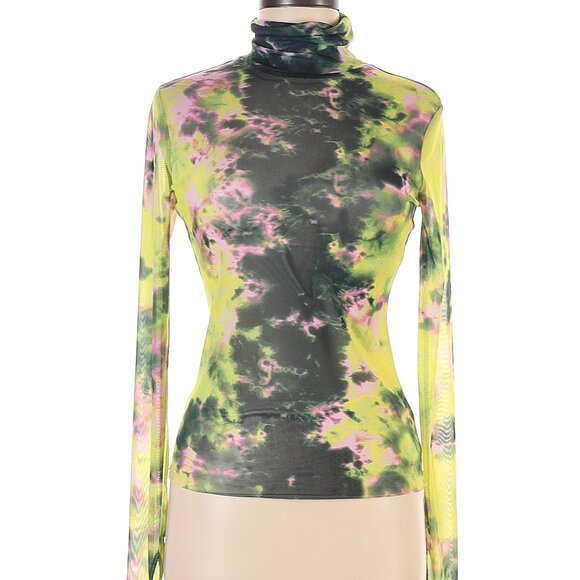 AFRM Tops - NWOT AFRM Tie Dye yellow, pink grey sheer top, size Medium